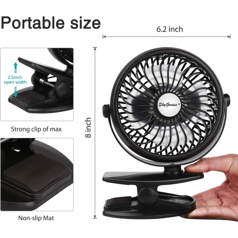 🌬️Mini Ventilador Abanico De Pinza Recargable Usb 3 Velocidad🧊✨