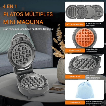 🍩Mini Waflera Donera Crepes Corazones 4 En 1 Antiadherente🎉