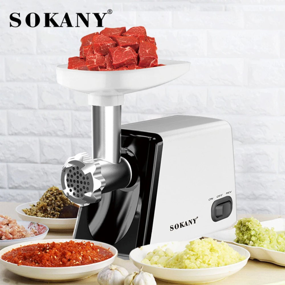 Molino Eléctrico Para Maíz Carne 2500w Con Embutidor Sokany