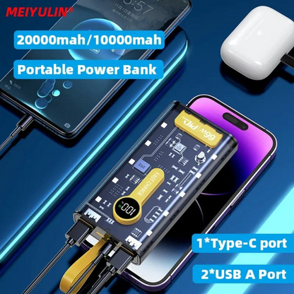 Power Bank 20000mah Multipuertos Tipo Lighting V8 Luces Led