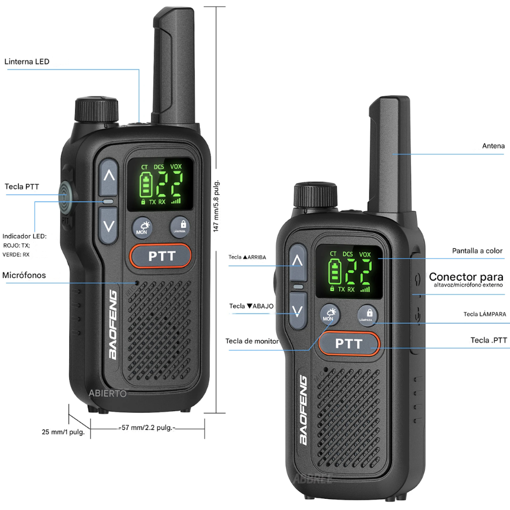 Radio Comunicacion Baoffeng Walkie Talkie Recargables Tipo C