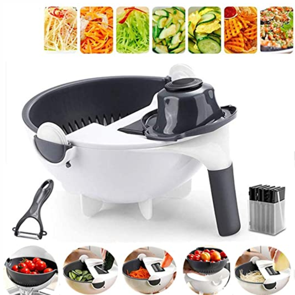Rallador Multifuncional 9 En 1 Para Verduras Con Escurridor