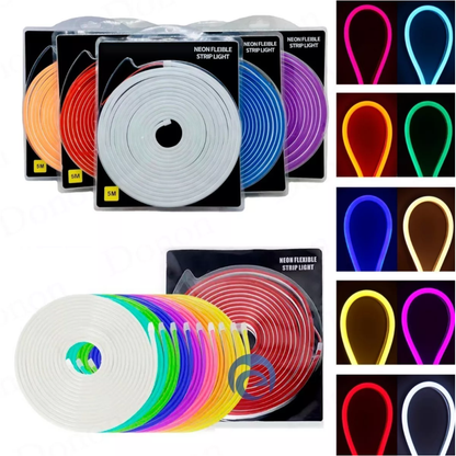 Luz Neon Flex Rollo De 5 Metros 12v Con Adaptador