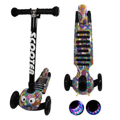 Scooter Para Niños Plegable Con Luces Led Diseño Gusano