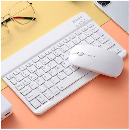Teclado Bluetooth Recargable Mouse Keyboard Color Pastel Kit