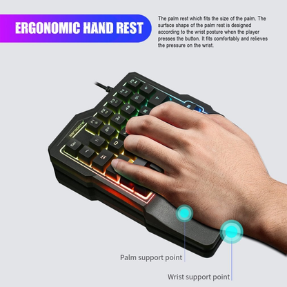Teclado Gamer Una Mano 35 Teclas K7 Retroiluminado Membrana
