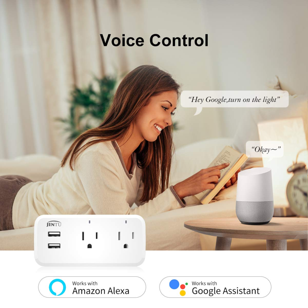 Toma Corriente Inteligente Alexa Interruptor Dual Puerto Usb