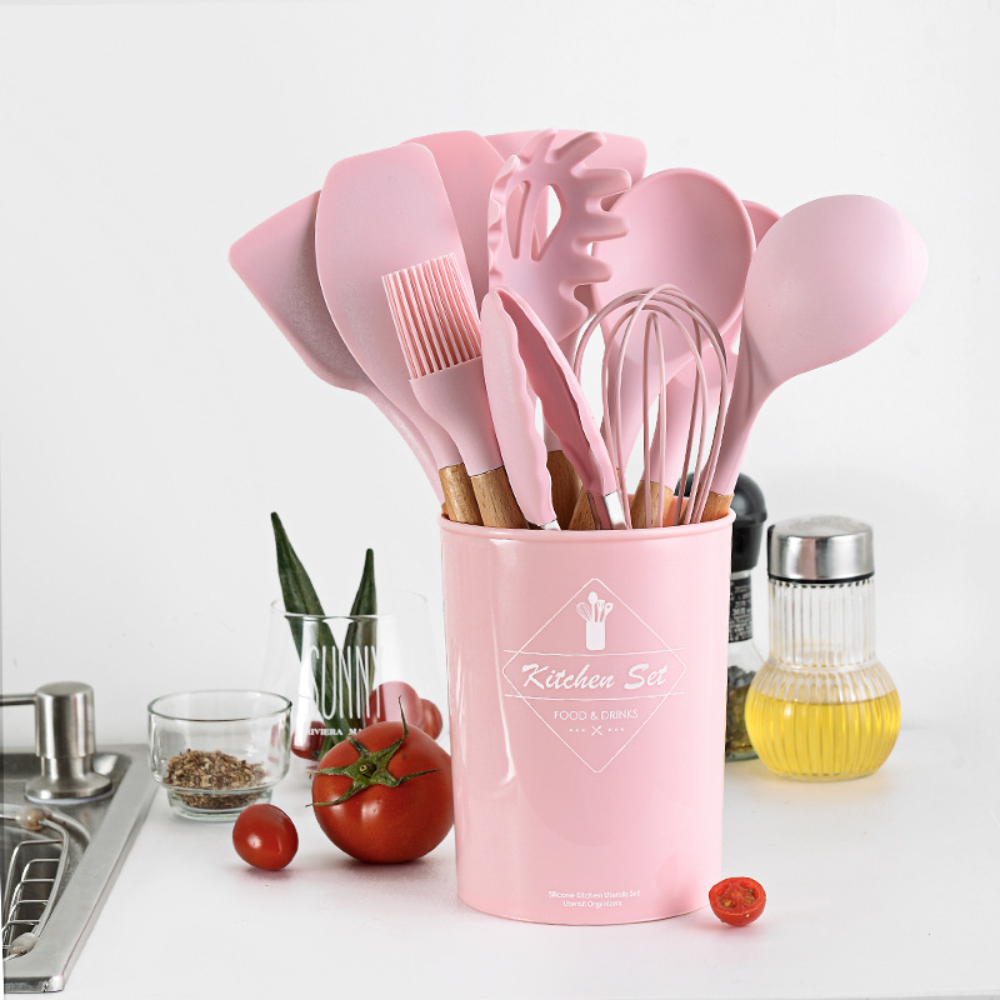 Set 12 Utensilios De Cocina Silicona Resistente Calor Juego