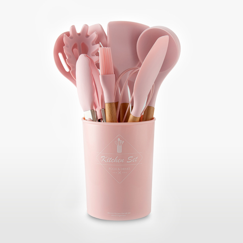Set 12 Utensilios De Cocina Silicona Resistente Calor Juego