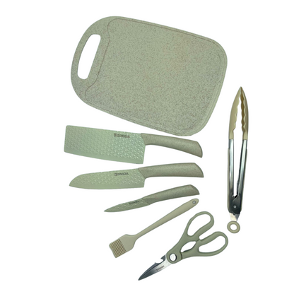 Juego De Cuchillos De Cocina X7 Piezas Tabla Para Picar