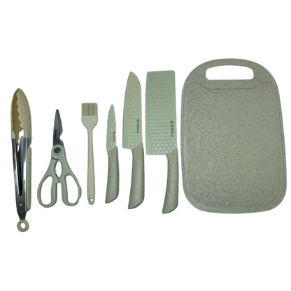 Juego De Cuchillos De Cocina X7 Piezas Tabla Para Picar