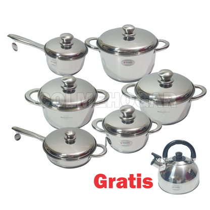 Juego De Ollas Acero Quirúrgico Swisshome 13 Incluye Tetera